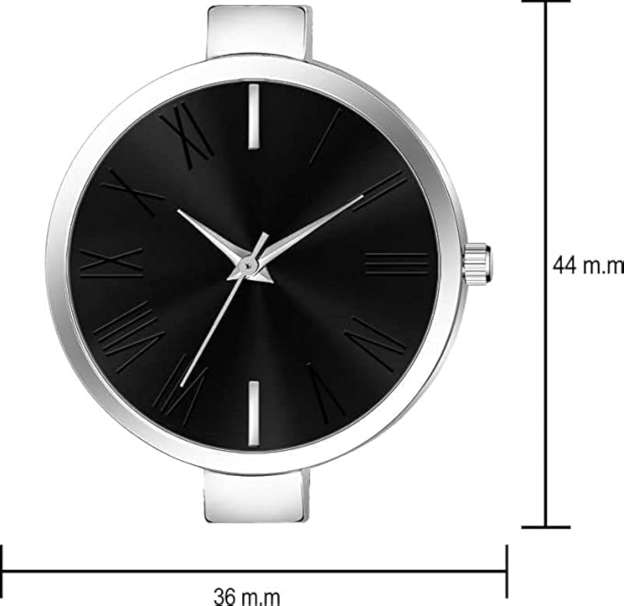 Luxury Women's Black Round Dial Analogue Strap Watch